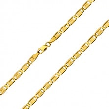 Zlatá retiazka 585 - podlhovasté očká, články s gréckym kľúčom, 550 mm