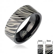 Oceľový prsteň - čierna zebra