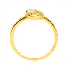 Prsteň v žltom 9K zlate - polmeciac so zirkónikom, okrúhly zirkón v tvare kabošonu
