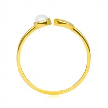 Zlatý prsteň 375 - lesklý polmesiac, číry zirkón v tvare kabošonu