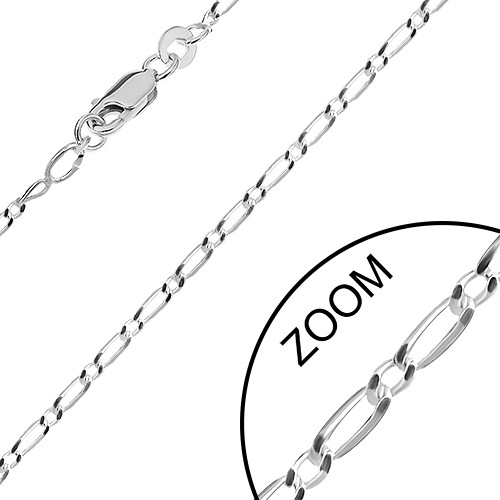 E-shop Šperky Eshop - Lesklá strieborná retiazka 925, dlhé a krátke oválne články, šírka 1,3 mm, dĺžka 550 mm R14.08