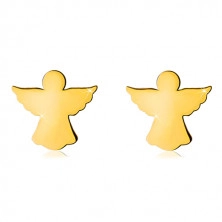 Náušnice v žltom zlate 585 - vyrezávaný obrys anjelika s rozprestretými krídlami, puzetky