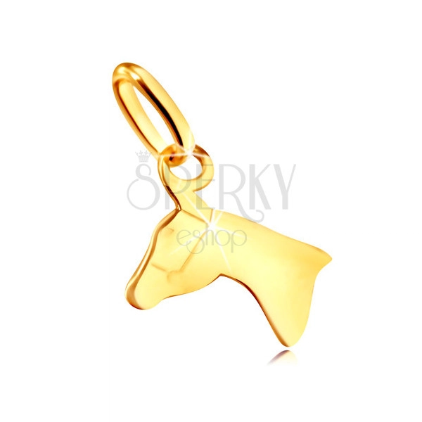 Prívesok zo žltého zlata 375 - lesklý obrys hlavy koníka
