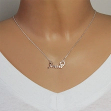Strieborný náhrdelník 925 - nápis "Forever" v ružovozlatom odtieni, zirkónové srdiečko