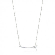 Strieborný 925 náhrdelník - lesklá vážka na úzkej paličke so zirkónikmi čírej farby
