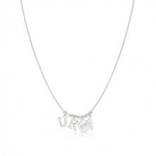 Lesklý strieborný 925 náhrdelník - motív "U R the 1", hladké drobné guličky