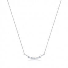 Strieborný 925 lesklý náhrdelník - zaoblená kontúra zdobená zirkónovou líniou