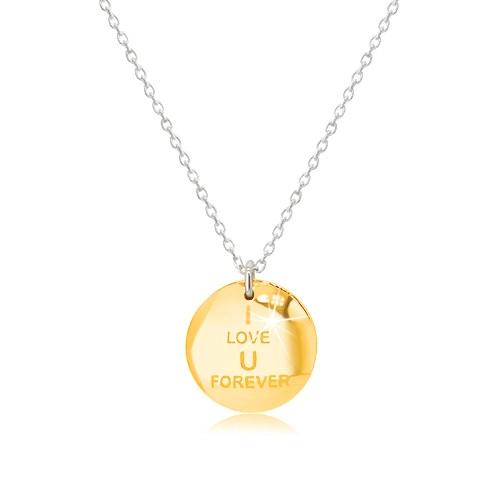 Strieborný náhrdelník 925 - medailónik v zlatom odtieni, nápis \