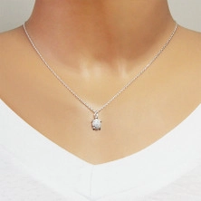 Strieborný 925 náhrdelník - lesklá korytnačka s trblietavým zirkónovým pancierom