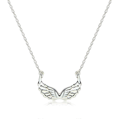 Strieborný 925 náhrdelník - lesklé vyrezávané anjelské krídla 