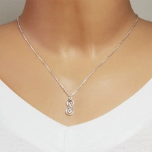 Lesklý náhrdelník zo striebra 925 - dvojitá ležiaca osmička s hladkým povrchom