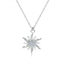 Strieborný náhrdelník 925 - trblietavé zirkónové slniečko so zvlnenými lúčmi