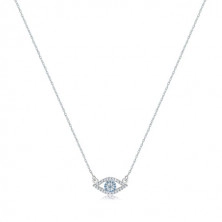 Strieborný 925 náhrdelník - číre zirkónové očko s tmavomodrým syntetickým topásom