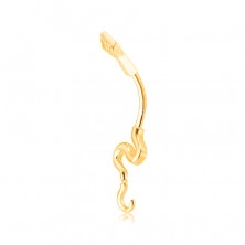 Zlatý piercing 375 do bruška - lesklý hadík so zvlneným chvostom