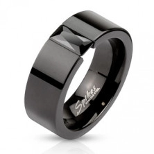 Oceľový prsteň v čiernom odtieni - ligotavý čierny zirkón, 6 mm
