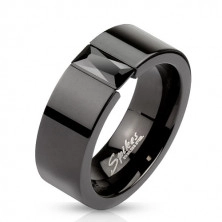 Prsteň z ocele v čiernej farbe - ligotavý čierny zirkón, 8 mm