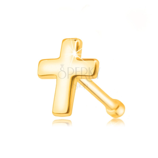 Piercing do nosa zo zlata 375 - lesklý latinský krížik