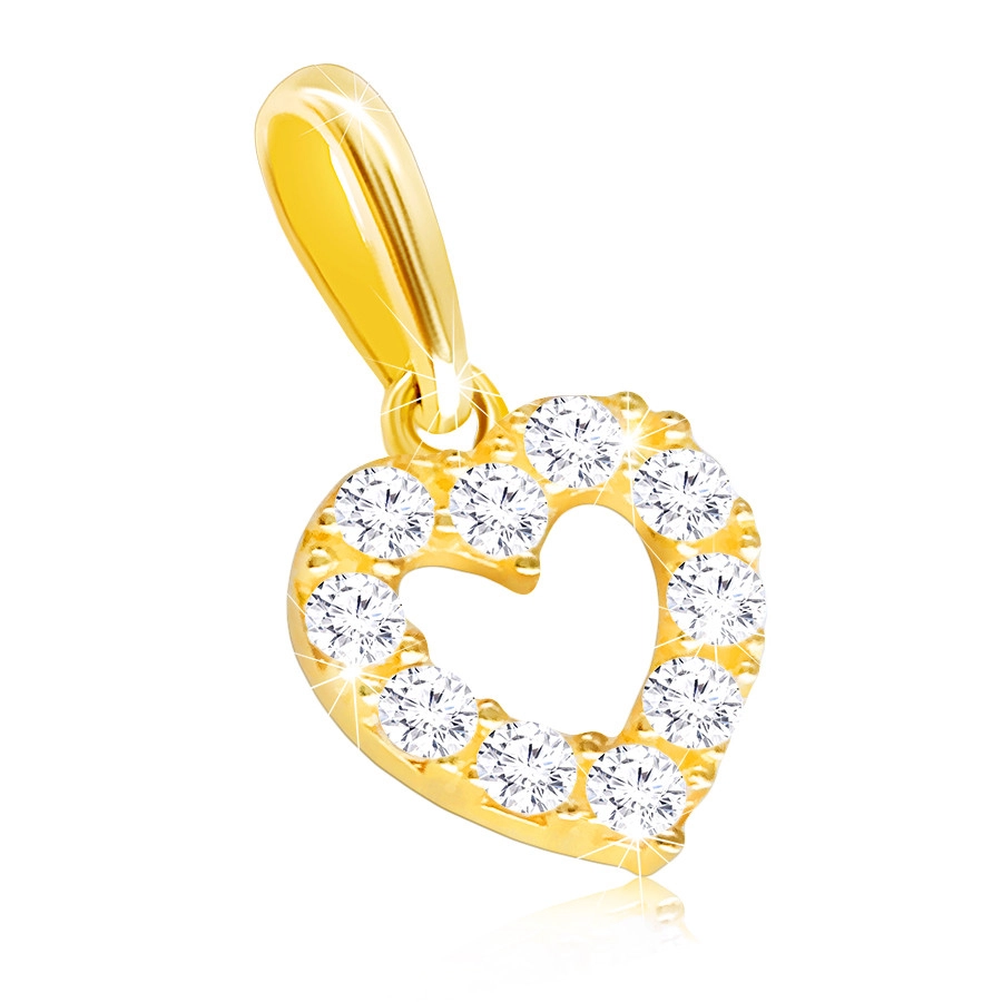 E-shop Šperky Eshop - Prívesok v 9K žltom zlate - číra zirkónová kontúra symetrického srdiečka S2GG227.04