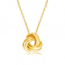 Zlatý náhrdelník 375 - trojitý lesklý pletenec s výrezom uprostred