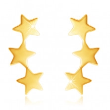 Náušnice z 9K zlata - tri lesklé pospájané hviezdičky