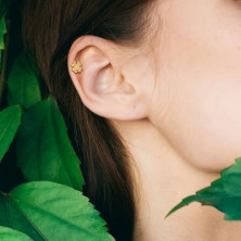 Piercing do ucha, brady alebo pery - symbol šťastia s čírymi okrúhlymi zirkónikmi, 8 mm