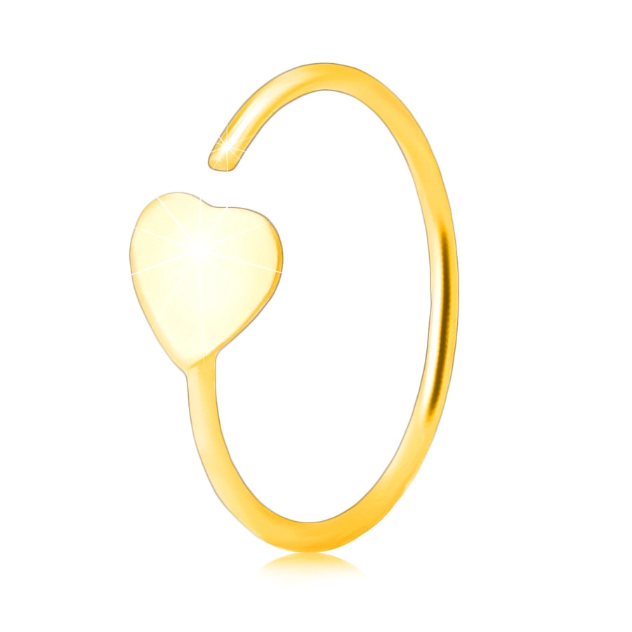 E-shop Šperky Eshop - Piercing v žltom 14K zlate - kontúra krúžku ukončená plochým srdiečkom S1GG176.24