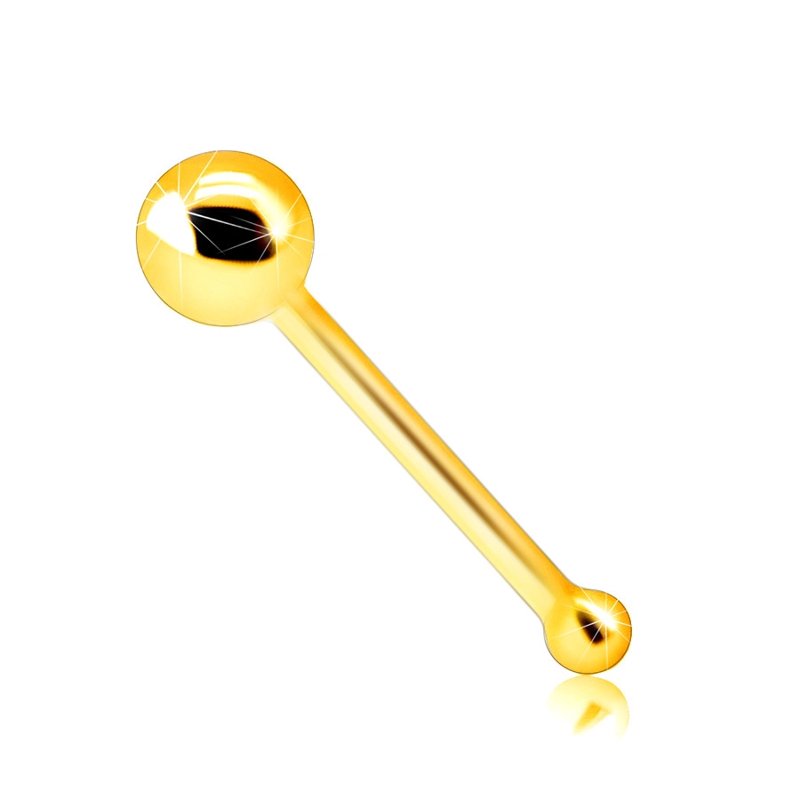 E-shop Šperky Eshop - Rovný piercing do nosa zo žltého 375 zlata - zrkadlovolesklá gulôčka, 2 mm S1GG175.17