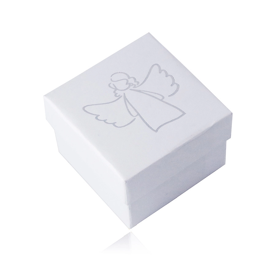 E-shop Šperky Eshop - Darčeková krabička na prívesok alebo náušnice - biela farba, motív anjelika Y23.07