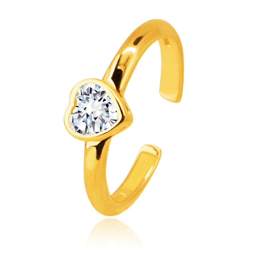E-shop Šperky Eshop - Piercing zo 14K zlata do ucha - kruh ozdobený zirkónom v srdiečkovej objímke S1GG234.18