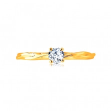 Zásnubný prsteň v žltom 14K zlate - brúsený zirkón čírej farby vsadený v prsteni