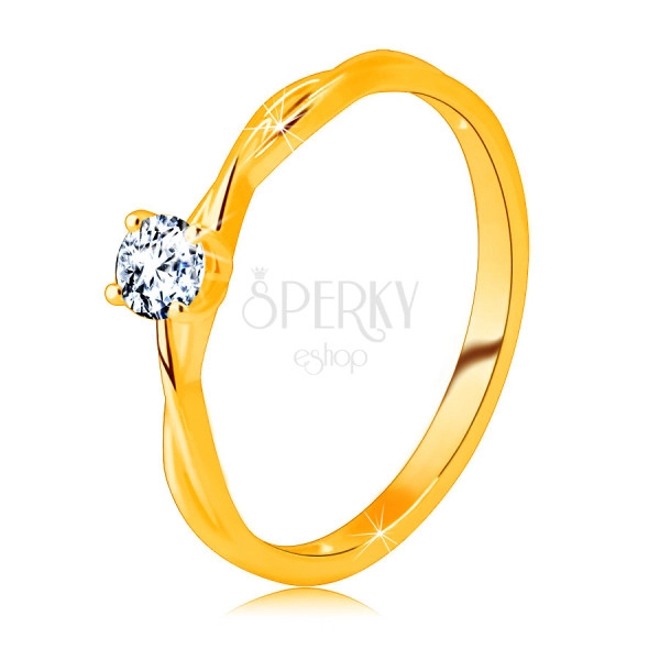 Zásnubný prsteň v žltom 14K zlate - brúsený zirkón čírej farby vsadený v prsteni