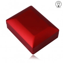 Červená darčeková krabička na náhrdelník alebo prívesok - LED svetlo, matný a hladký povrch