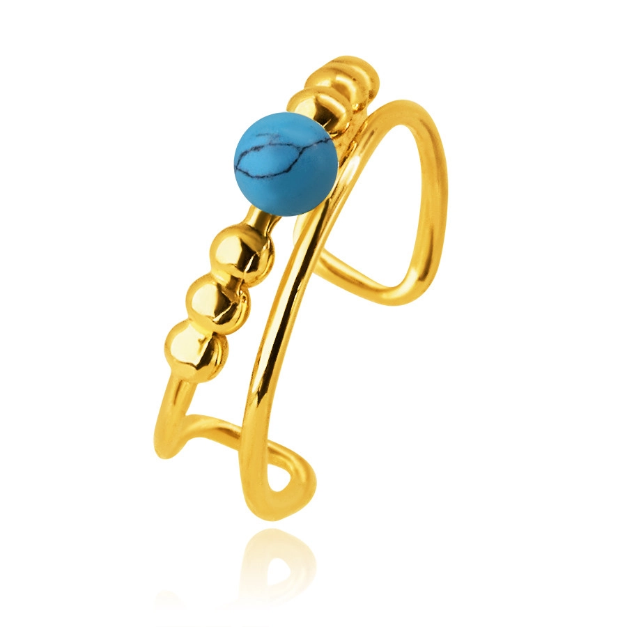E-shop Šperky Eshop - Fake piercing do ucha zo 14K zlata - gulička z prírodného tyrkysu, tenké ramená S1GG234.16