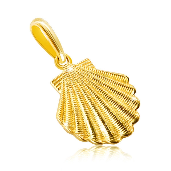 Zlatý prívesok zo 14K zlata - morská mušľa so zárezmi