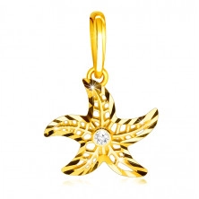Zlatý prívesok z 585 žltého zlata - motív morskej hviezdy, okrúhly číry zirkón