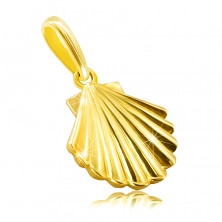 Zlatý prívesok zo 14K žltého zlata - morská mušľa, lesklý a hladký povrch