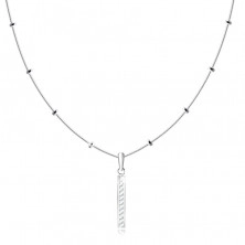 Strieborný 925 náhrdelník - retiazka s hadím vzorom, tenký obdĺžnik so zirkónikmi