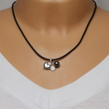 Náhrdelník - gumená šnúrka na krk s príveskami z 925 striebra, srdce, perla, kvet 