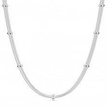 Strieborný 952 náhrdelník - retiazky bodovo spájané hladkými korálikmi, lesklý povrch