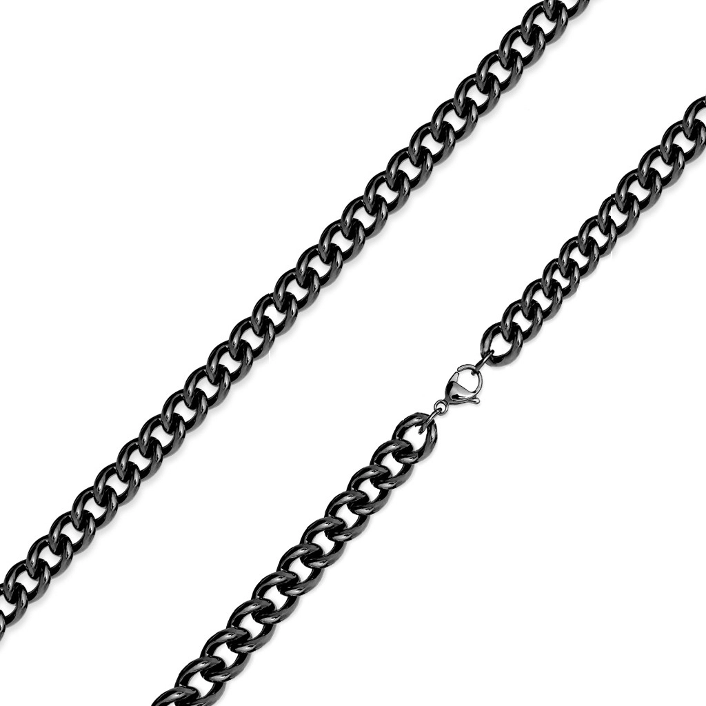 E-shop Šperky Eshop - Čierna retiazka z 316L ocele - zatočené okrúhle očká, PVD úprava, 4 mm P11.02/10 - Dĺžka: 485 mm