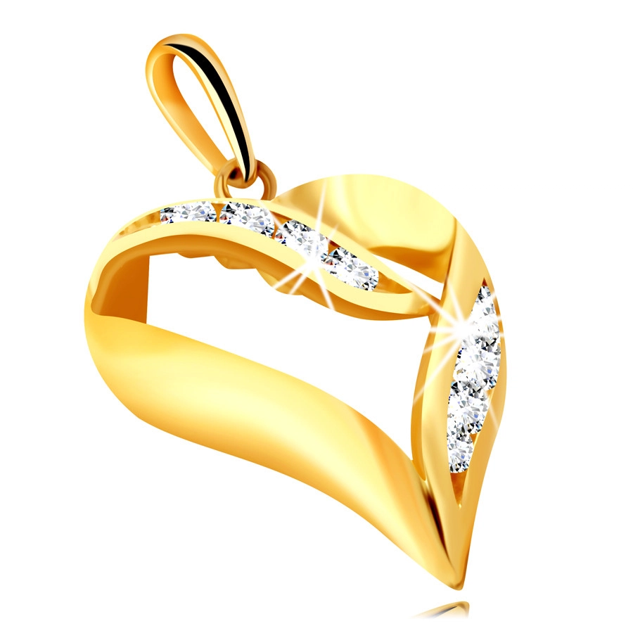 E-shop Šperky Eshop - Diamantový prívesok zo žltého 585 zlata - kontúra srdca, trblietavé brilianty S3BT506.62