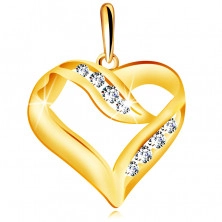 Diamantový prívesok zo žltého 585 zlata - kontúra srdca, trblietavé brilianty