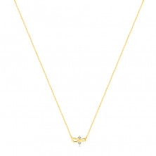 Diamantový náhrdelník 585 v žltom zlate - symbol "INFINITY", dva číre brilianty