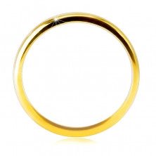 Diamantová obrúčka v žltom 14K zlate - nápis "LOVE" s briliantom, hladký povrch, 1,5 mm 