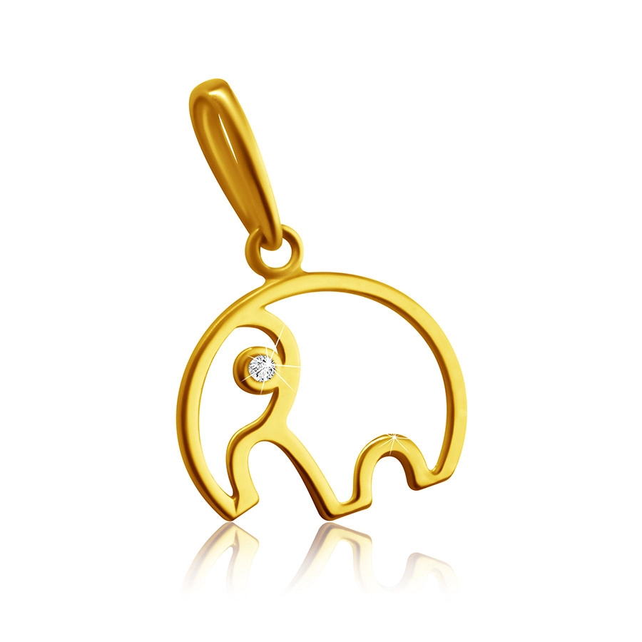 E-shop Šperky Eshop - Diamantový prívesok zo 14K žltého zlata - obrys sloníka s chobotom, číry briliant S3BT508.19