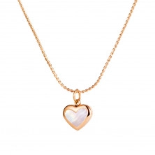 Oceľový náhrdelník, medená farba - jemná retiazka, prívesok srdce s dúhovými odleskami
