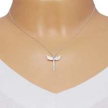 Strieborný 925 náhrdelník - postava anjela, krídla vykladané čírymi zirkónmi