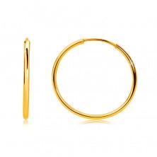 Zlaté okrúhle náušnice v 14K zlate - tenké zaoblené ramená, lesklý povrch, 17 mm