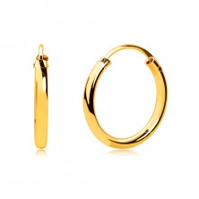 Zlaté okrúhle náušnice v 9K zlate - tenké oblé ramená, hladký a lesklý povrch, 13 mm