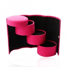 Šperkovnica v ružovom farebnom prevedení - tvar valca, tri priehradky